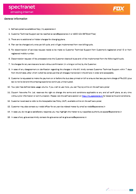 download Nigeria Spectranet amazing internet internet utility bill Word and PDF formats, 3 pages1 PDF template